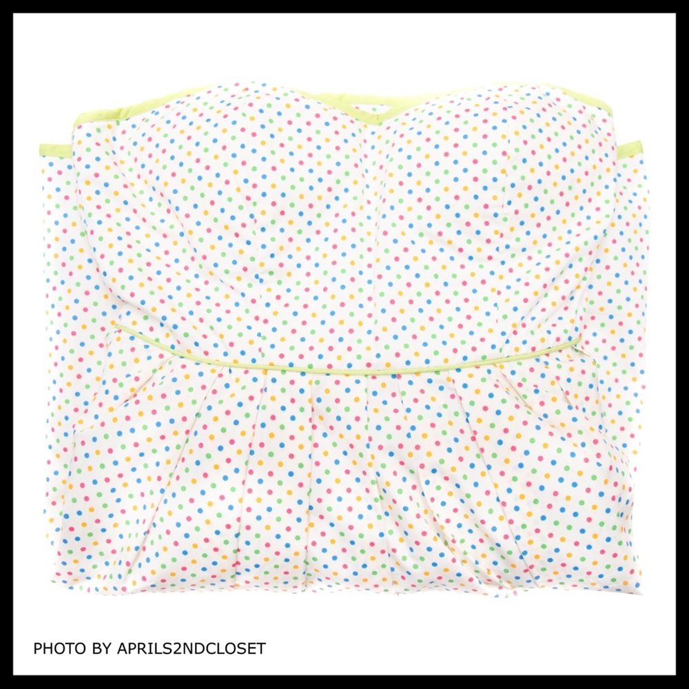 WHITE STRAPLESS RETRO POLKA DOT MINI DRESS A3C - Picture 4 of 8